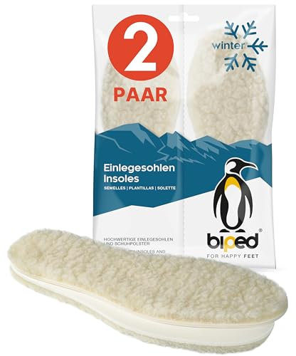 biped 2 Paar Lammwollsohlen - extra dick - Schuheinlagen aus echter Lammwolle - wärmende Innensohlen für alle Schuhtypen z1015(38)