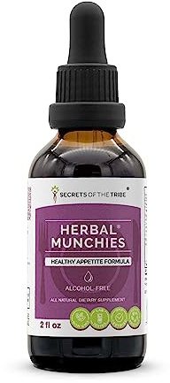 Secrets of the Tribe Herbal Munchies Alcohol-Free Extract, Tincture, Glycerite Watercress, Cayenne, Gentian, Blessed Thistle, Centaury, Bitter Melon. Healthy Appetite Formula (2 fl oz)