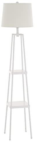Lighting 19305-001 Etagere Modern Metal Floor Lamp with Shelves and Linen Shade, 58 Inch, Classic White