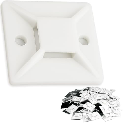 Super-Adhesive X-Large Cable Tie Mounts 100 Pack For Fast, Frustration-Free Wire Management. Anchor These Zip Tie Bases Tools-Free With Sticky Backs Or Use Screw-Holes For Permanent Hold