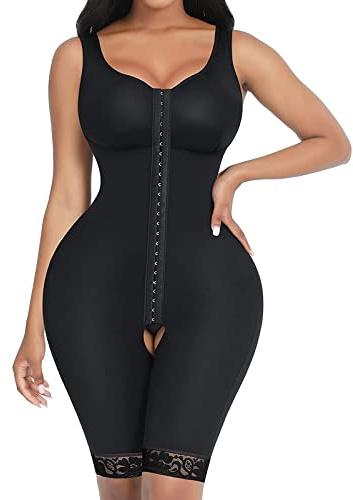 FeelinGirl Shapewear Donna Intimo Modellante Body Shaper Contenitivo Bodysuit Snellente Dimagrante Elastane Cincher Corpo Intero Shaper con Ganci Taglie Forti Nero 5XL