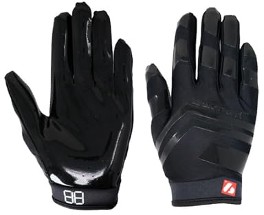 BARNETT FRG-03 Gants de Football américain de Pro Receveur, RE,DB,RB, Noir (S)