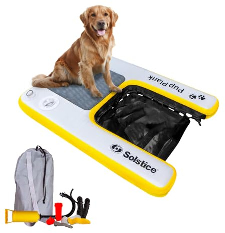 Solstice Aufblasbare Schwimmrampe für Pools, Boote, Docks | Hund auf Wasserleiter, Treppe, für Haustiere bis zu 90 kg, krallenfreundlich, sicher und einfach für große Hunde