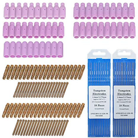 WIG Verschleißteile WP-26 - Ersatzteil Set - 150 Teile - Gasdüsen, Spannhülsen, Wolframelektroden, Stromelektroden - VECTOR WELDING