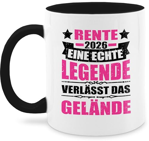 Tasse Tassen 325ml - Rentner - Rente 2026 eine echte Legende verlässt das Gelände - fuchsia/schwarz - 325 ml - Schwarz - geschenke für rentnerinnen geschenk ruhestand retirement renter fanmug