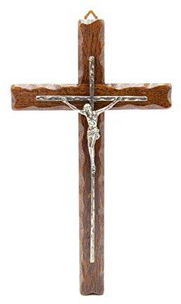 La Balestra Crucifijo de madera de pared - Cristo de metal - línea fina - fabricado en Umbría Italy - (25 x 13 cm)