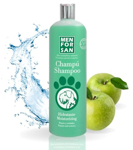 MENFORSAN Feuchtigkeitsshampoo für Hunde | Spendet Intensive Feuchtigkeit | Sorgt für Glanz | Revitalisiert und repariert | Beseitigt schlechte Gerüche | Apfel | 1L