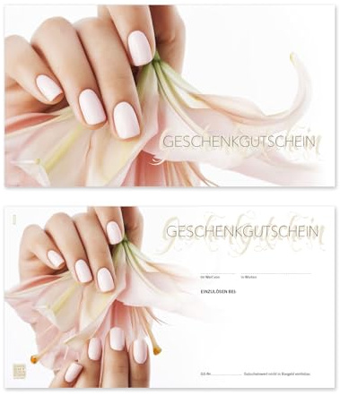 GESCHENKGUTSCHEINcom by POS-HAUER. 50 Gutscheine. Blanko zum Selberausfüllen. Für Nagelstudio Naildesign.