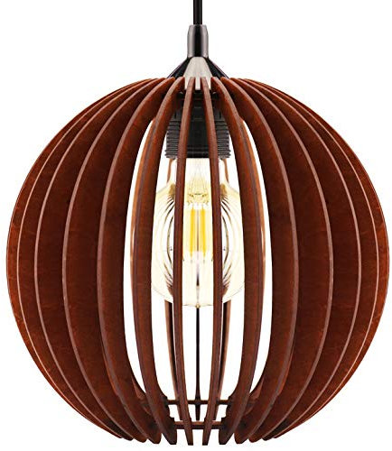 FKL DESIGN Home Deco Hängelampe Deckenlampe Pendelleuchte aus Holz verschiedene Varianten Fassung E27 Retro Vintage Holzlampe Leuchte Beleuchtung aus Serie VDA (Hängelampe VDA-RO1)