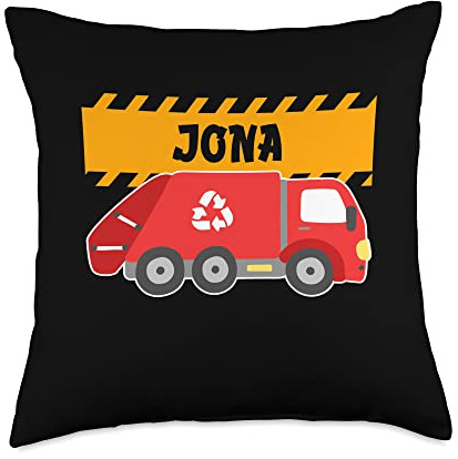 Waste Collector Dump Trash Recycling Lover Jona Trash Kids Collector Ecologist Garbage Truck Throw Pillow, 18x18, Multicolor