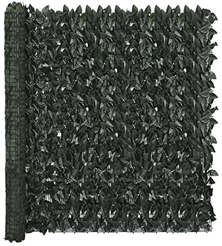 Homgoday Paravent für Balkon mit Blättern, dunkelgrün, 500 x 150 cm, Outdoor-Zelt für Privatsphäre, Balkon, Sonnenzelt für Garten, Balkon, Terrasse