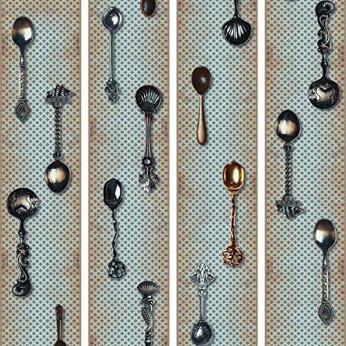 murando - wasserfeste PURO TAPETE - wasserdichte Realistische Tapete ohne Rapport und Versatz 10m Vlies Tapetenrolle Wandtapete Fototapete - Vintage Retro braun Küche j-A-0061-j-d