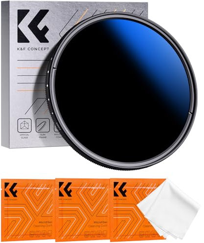 K&F CONCEPT 49mm Variable ND Filters ND2-2000, Neutral Density ND2 to ND2000 Filters for DSLR Lens Nano-coating Waterproof