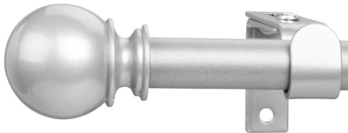 Gardinenstange 70-340cm, Vorhangstange mit rundem Endstück mit Halterungen, Beschläge-Set aus Edelstahl, Gardinenstange Verstellbare Dekorative für Wohnzimmer Schlafzimmer Fenster/Silber