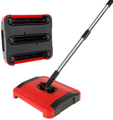 HAIJED Carpet Floor Sweeper with Horsehair Manual Carpet Sweeper Cleaner Non-Electric Carpet Broom Sweeper Efficient Hand Push Carpet Sweeper Rug Roller Brush Push for Cleaning Pet Hair Loose Debris L