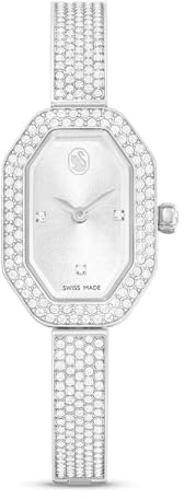 Swarovski Orologio Dextera Bangle, Fabbricato in Svizzera, Bracciale di Metallo, Tono Argentato, Acciaio Inossidabile