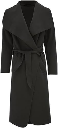BloomFashion® Womens Long Sleeve Belted Oversized Italian Duster Coat - Ladies Celebrity Style Drape Waterfall Jacket Cardigan with Pocket Plus Size UK 8-22