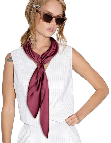 Luktastic Seidenschal mit rötlichem Datumsmotiv, 90 x 90 cm, stoppt Wind und Sand, blockiert Sonnenschein, Rötliches Datum, Reddish Date Silk Scarf-D001 4# p1