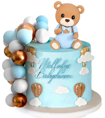 LaVenty Teddy Bear Cake Decoration Stars Decoration Baby Shower Cake Decoration Teddy Bear Birthday Party Supplies Teddy Bear Birthday Decoration