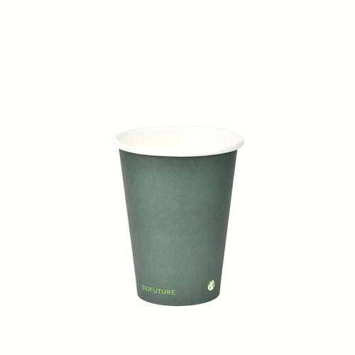 BIOFUTURE 50 Pack 12oz Disposable Paper Cups – Biodegradable | Compostable Party Cups, Eco-Friendly Hot and Cold Drinks, Parties, Weddings, Birthdays, EN 13432 Certified, Green