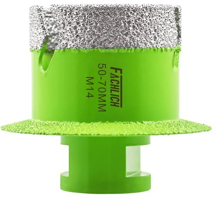 FACHLICH Scie cloche pour carrelage - 50 mm - Foret diamanté en porcelaine - Filetage M14 - Décapsuleur de lavabo - Pour marbre, céramique, carrelage, granit
