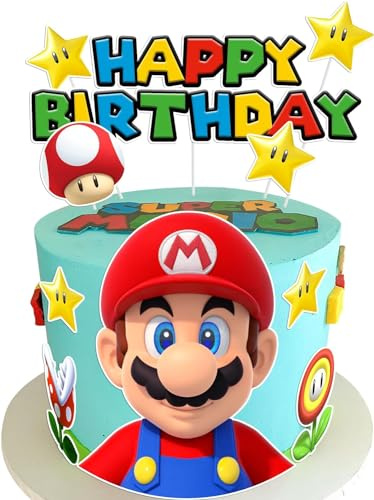 Cartoon Cake Topper, 10 Stück Cartoon Geburtstag Tortendeko, Bunte Muffin Topper, Happy Birthday Kuchendeko, Cartoon Thema Geburtstag Party Dekoration für Kindergeburtstag, Baby Shower (Rot)