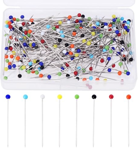 Coptiner Bunte Stecknadeln mit Kopf, 250 Stück Hitzebeständige Feine Nadeln, Map Push Pins, Karte Nagel Pinnadeln, Glaskopfnadeln, Rundkopf Stecknadeln zum Schneidern, quilting, jewellery, handicrafts