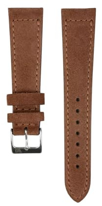WB Original Classic Wildleder-Uhrenarmband | Braun - 21 mm - Schließe: Silber Poliert | Leder | Ersatz-Armband