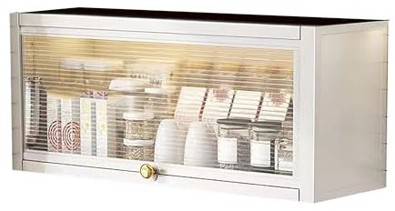 Glastür Badezimmer-Wandschrank, Küche Wandschrank Vitrine Hängevitrine, Stabile Konstruktion, Für Büros, Esszimmer, Wohnzimmer, Küchen Und Badezimmer (White 80x22x34.5cm)