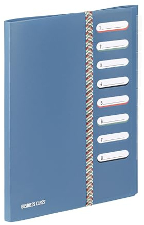 Viquel - Ordnungsmappe A4, 8 Fächer, Business Class – Ordner-Organizer mit elastischem Verschluss für Büro und Zuhause – Blau
