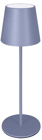 MAJESTIC AGATA - Lampada da tavolo LED senza fili ricaricabile, Lunga durata, Dimmer Touch, Luce Calda-Naturale-Fredda, per interni ed esterni IP54, H37cm, AZZURRO PASTELLO