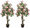 HOMCOM Set of 2 Decorative Artificial Plants, Faux Silk Rose Trees in Pot, Fake Plants for Home Indoor Decor, 110 cm, Pink