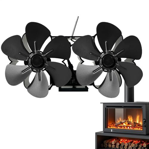 Demsyeq Wood Stove Fan Heat Powered, Powerful Pellet Stove Fan Heat Activated Fan, Low Noise Wood Burner Fan Thermal Fan for Wood Burning Stoves