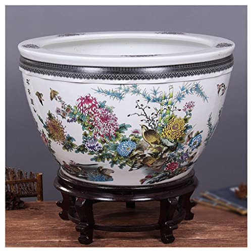 YCCHAH Pots de fleurs d'intérieur en céramique - Nénuphar - Grande taille - Pour cour, balcon, réservoir d'eau, décoration de la maison, plantes d'extérieur (D, S)