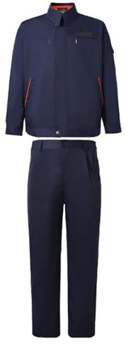 XIAGPAT Set di Tute Da Lavoro Da Saldatore in Cotone per Uomo Giacca E Pantaloni Da Saldatore con Colletto in Piedi Abbigliamento Da Lavoro Industriale