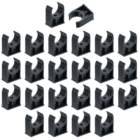 sourcing map 24Pcs PVC Water Pipe Clamps Clips, U-Shaped Tubing Hose Buckles, Irrigation Tube Holder for 32mm OD for TV Trays Tubing Hose Hanger Support Tubing, Black