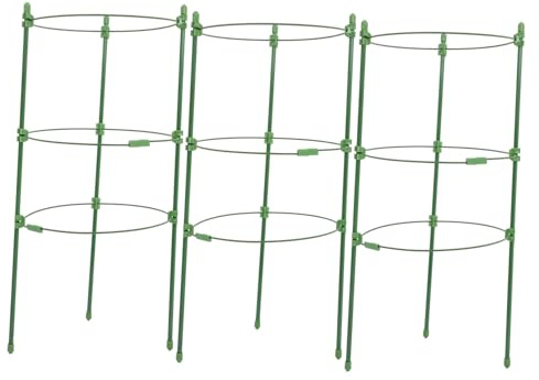 Toyvian Support pour Plantes D'extérieur Et Treillis pour Plantes Grimpantes, Tuteur De Jardin Réglable 45 Cm en Fil d'acier Anneaux, Lot De 3 Set De pour Tomates, Fleurs Et Framboisiers