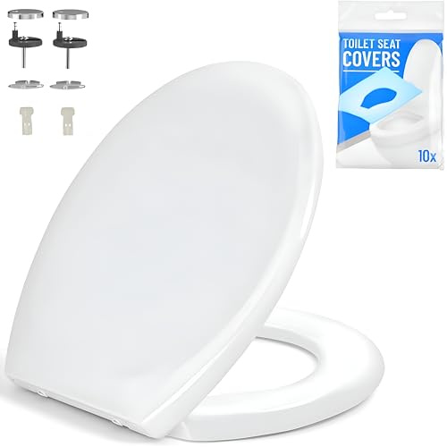 Abattant WC Rond à Fermeture Douce – Blanc – Siège de Toilette avec Fixations Incluses – Facile à Installer – Design Universel – Confort et Hygiène – Pour Salle de Bain Moderne