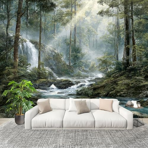 Arroyo Del Bosque Pintado Fotomurales Pared Papel Pintado 350x256 cm Verde Tejido No Tejido Fotomurales Dormitorio Para la sala Decoración de pared tipo póster Fondo De Pantalla