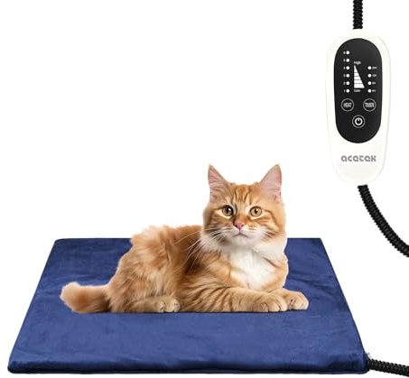 acetek Haustier Heizdecke für Katze, Hund Heizkissen mit Timing & Temperatur Einstellbar Heizmatte für Neugeborene Klein Katze und Hund 45 * 45cm