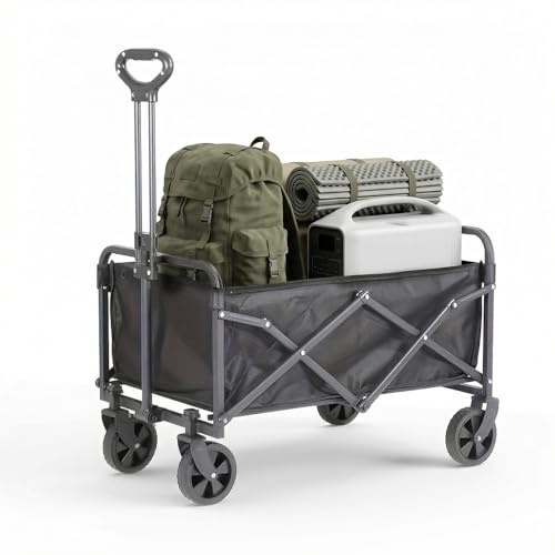 Bollerwagen Faltbar 150kg, Transportwagen mit All-Terrain Rädern, Schwarz