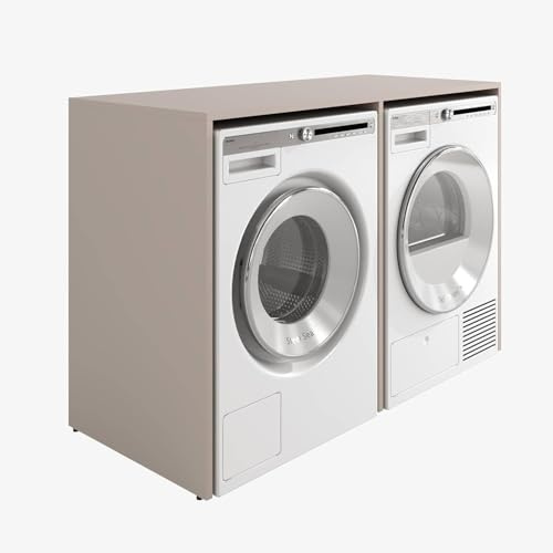 PLATAN ROOM Waschmaschinenschrank 130 cm breit Überbauschrank Waschmaschine oder Wäschetrockner Schrank für Bad (65 cm tief, Kaschmir)