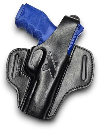 VlaMiTex B35 OWB Leder Holster für H&K VP9A1F / SFP9 SD | Optic-Ready (OR) mit Red Dot | Pancake Holster | Premium-Rindsleder | Rechtshänder