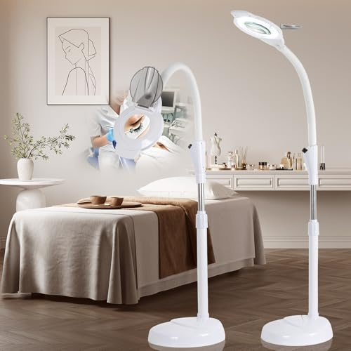 KALVISH 10-fach-Lupenleuchte für Kosmetiker, 2500 Lumen | Flexibler Schwanenhals, Stufenlos Dimmbar LED, Standlupenleuchte, Für Wimpernverlängerung, Tattoos, Nägel Beauty- & Salon