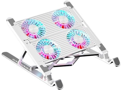 Soporte Base Enfriador for portátil con Ventilador de refrigeración, Soporte Plegable for Tableta, Soporte Ajustable for portátil for Tableta de Juegos de 11-17,3 Pulgadas(Silver Aluminum 4Fan)