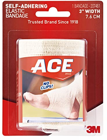 ACE™ Brand 3 Inch Self-Adhering Elastic Bandage, No Clips, Beige, Great for Elbow, Ankle, Knee and More, 2 Count