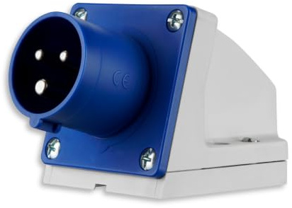 REV Caravan CEE-Stecker Wand 230V, 3-polig, 1Ph + N+ PE, IP44, blau