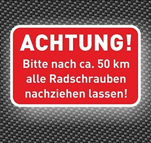 WERBEPUNKT. Aufkleber Reifen Radmuttern nachziehen 576 Stück | Wetterfeste PVC-Folie, UV-beständiger Digitaldruck, stark haftend, für innen und außen, Made in Germany