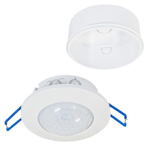 VBLED Bewegungsmelder Innen Decke 360° Einbau Aufputz Unterputz Led Deckenbewegungsmelder 230V 8m Reichweite mit Aufbaurahmen Weiß