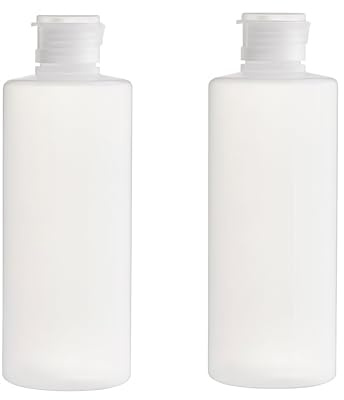 UPSTORE Lot de 2 flacons vides rechargeables en plastique transparent souple avec couvercle à rabat pour lotion tonique, gel douche, shampooing, 200 ml